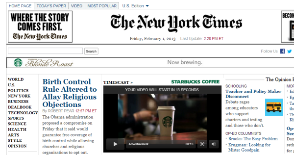 Sponsor Starbucks The New York Times - Breaking News, World News & Multimedia